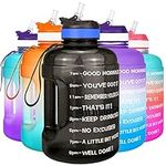 BuildLife Water Bottles with Straw - 2.2 Litre Gym Drinks Bottle Time Marked Daily Motivational Half Gallon Water Bottle for Fitness Sports Outdoor (2.2 Litre, Black)