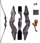 SinoArt 60" Takedown Long Bow Archery Wooden Archery Bow Included Fur Rest Pad Stringer Tool Tab String Nocks Left Hand for Hunting or Target (Left Hand 60lbs)
