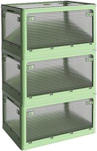 UNDERCURRENT SURGING Collapsible Storage Bins,Storage Bins with Lids,Stackable, 18Gal Folding Storage Box (Green 3 Pack)