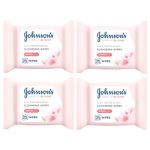 Makeup Remover Facial Wipes 4 PACK | 100 Wipes (25 x 4) Value MULTIPACK | For Waterproof Mascara | Johnsons Be Gone | Refreshing for Normal Skin Cleansing