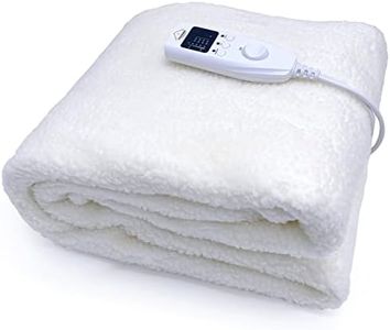 Viviendo Washable Fitted Electric Heated Blanket 5 Heat Setting Saftey Overheat Protection Underblanket White King Single Synthetic Wool Top