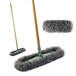 Beldray LA029067GRNEU7 Fluffy Floor Duster – Flat Head Mop, Soft Fibres, Wooden/Laminate Flooring, Hard Floor Cleaner, 180° Rotating Head, Made from New Recycled Plastic, FSC® -Certified Bamboo Handle