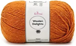 KnitPal Woolen Delights Soft Wool Yarn for Crocheting, 40% Wool, 40% Acrylic, 20% Polyamide - Wool Blend Yarn - #4 Aran/Heavy Worsted Weight Wool Yarn - 3 Skeins, 522yds/300g - Pumpkin Orange