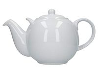 London Pottery 50110 Globe Extra Large Teapot with Strainer, Ceramic, White, 10 Cup Capacity (3 Litre)