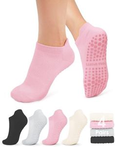 yeuG Grip Socks for Women Non Slip Pilates Socks for Pilates, Ballet, Barre, Barefoot, Hospital Anti Skid Ankle Yoga Socks