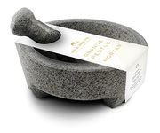 Granite Pestle and Mortar with Stabilising Feet by Silk Route Home, premium unpolished granite spice grinder – kitchen tool for muddling and grinding spices, herbs, nuts and other ingredients