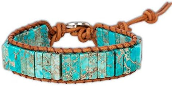 SPUNKYsoul Boho Handmade Wrap Leather Tube Crystal Stone Bracelet for Women (Turquoise)