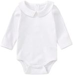 pureborn Baby Boys Organic Cotton Bodysuit Peter Pan Collar Infant Long Sleeve White 3-6 Months