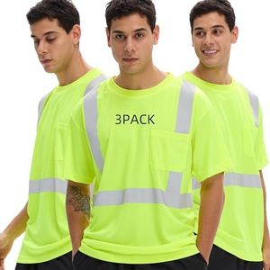 sesafety High Visibility Shirts for Men Class 3 Hi Vis Reflective Construction Shirts for Men with Pocket Safety T Shirts