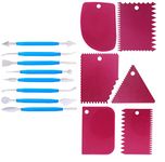 First Try Cake Scraper and Fondant Kits | Cake Baking 2 in 1 Combo of Cake Fondant Smoother 6 Pcs and 8 Pcs of Cake Modeling and Sculpting Tool | Cake Décor Flower Sugar Craft Tools - Set of 14 PCS