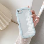 UEEBAI Wave Frame Clear Case for iPhone 7/iPhone 8 Curly Clear Phone Case,Cute Wave Frame Slim Fit Shockproof Phone Cover Translucent Bumper Soft Pretty Anti-Scratch TPU Case - Baby Blue