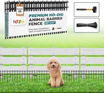 Idzo 25 Pack Animal Barrier Fence 20x12 in, Solid Stainless Steel Dog Barrier Fence Underground Decorative Garden Fencing, Decorative Garden No Dig Fence for Dogs Black Perfect for Patio and Garden