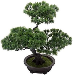 MAYiT Artificial Bonsai Welcoming Pine Tree, Simulation Potted Plant DIY Decorative Bonsai, Desk Display Fake Tree Pot Ornaments for Home, Office, Shop
