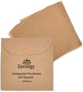 Zenlogy 4x4 Small Parchment Paper Squares (200 sheets) - Unbleached, Non-stick, Pre-cut Parchment Paper - Ideal for Candy Wrappers, Liner Paper, Freezing and Storing, Separating, and Diamond Painting