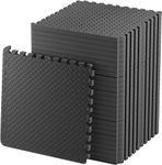 Horianzo 16 pcs 1 Inch/25mm Gym Floor mat for Heavy Workout Puzzle mat Home Exercise, Gym Equipment mat Interlocking Eva Foam Flooring Rubber Tiles Yoga, Kids (Black)