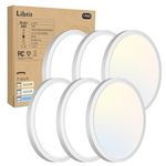 libtit Flush Mount Ceiling Light 7 Inch, 15W 1500Lm Surface Mount LED Light Fixture,3000k/4000k/6500k 3CCT, White Ultra-Thin LED Recessed Ceiling Light for Bathroom Kitchen Laundry Hallway - 6Pack