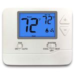 ELECTECK Digital Thermostat with Large LCD Display, Non-Programmable, Compatible with Single Stage Electrical and Gas/Oil System, Up to 1 Heat/1 Cool, White