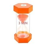 Sand Timer 3 Minute Hourglass Timer: Plastic Sand Watch 3 Min, Large Orange Sand Clock 3 Minutes, Colorful Hour Glass Sandglass Timer for Kids, Games, Classroom, Kitchen, Decoration