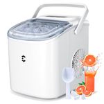 EASYERA Ice Maker Countertop, Portable Ice Machine 9 Cubes in 6 Mins, 26lbs in 24Hrs, 2 Sizes of Bullet Ice Self-Cleaning with Ice Scoop, Bag, and Basket, for Kitchen, Party, RV, Bar-White