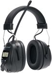 AM/FM Radio Headphones 25dB NRR,Noise Reduction Safety Earmuffs,Digital Display Headset,Powered by AA Battery,Hearing Protection for Walkman Mowing Lawn Work,Black