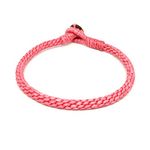 Origin Siam Handmade Thai Buddhist Wristband | Tight Weave Slim Bracelet | Karma Luck Love Friendship | Yoga Meditation Gift (Pink)