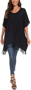 Beautybatik Black Hippie Tunic Blouse Kaftan Top XL