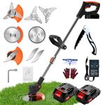 Gonpmny Strimmer, Garden strimmer, Cordless Strimmer with 3 Types Blades, Battery Strimmer with 2 x 24V 2000 mAh Batteries, Grass Trimmer, Electric Strimmers, Suitable for garden and lawn weeding