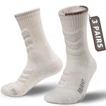 Merino Wool Compression Anti-Blister Hiking Socks Outdoor Walking Crew Socks for Men Women, Breathable Moisture Wicking, Cushioned, Seamless Toe, (3 Pairs)