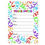 Askprints Birthday Metallic card Invitations with Envelopes - Kids Birthday Party Invitations for Boys or Girls (25 Count) BIC-1017 (Colourfull)