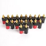 HIGHROCK 10pcs Terminal Binding Post Power Amplifier Dual Copper 2-Way Banana Plug Jack