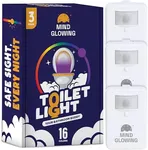 Mind-Glowing Toilet Light with Motion Sensor - Toilet Bowl Night Light (3 Pack) with 16 Color Changing LED, 5 Stage Dimmer - Cool Kids Bathroom Accessories - Funny Gag Gifts for House Warming