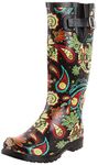 Nomad Women's Puddles Rain Boot, Black Paisley, 6 M US