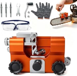 LOQOMI Chainsaw Sharpener, Lightweight Portable Manual Chain Sharpening Tool Kit with Grinding Stone, Gloves and Goggles, Fits 4-22 inch Gas and Electric Chainsaws for Gardening and Woodworking