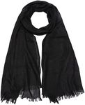 Gragengs Women Summer Scarfs Lightweight Large Long Gauze Shawl Linen Beach Wrap Plain 75”×43”, Black, One Size