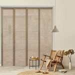 GoDear Design Adjustable Panel Track Blinds, Vertical Blinds, Patio Door Blinds, Winodws Blind, Extendable Track from 45.8" to 86" W, Trimmable Panel Curtains Up to 96", See-Through, Jute Fabric, Yoga