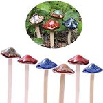 Colorful Garden Mushrooms, Fairy Garden Mushroom Toadstool Ceramic [ 4-Colour 6-Pieces ] Garden Pots Decoration Pottery Ornament for DIY Dollhouse Potting Shed Flowerpot Plants Statue (6 pieces)