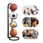 Hojalis Ball Storage Rack, Football Display Stand, Basketball Ball Stand, Multi-Layer Ball Organizer Rack, Ball Storage Garage, Removable Vertical Display Stand for Basketball Volleyball Football