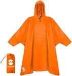 SaphiRose Unisex Rain Poncho Waterproof Raincoat Jacket for Adults Men Women with Long Sleeves (Orange)