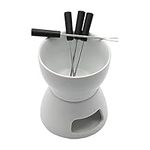 Butter Heater Italian Style Ceramic Butter Warmer Set Melt Hot Pot Bowl with 4 Forks for Cheese Chocolate Butter Caramel