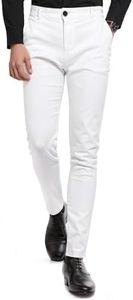 GINGTTO Mens Dress Pants Stretch White Formal Pants for Men Skinny Chino Pants Men 34x30