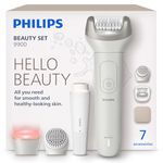 Philips Beauty Set - All-In-One Set for Body and Face, Cordless Wet and Dry Use, for Hair Removal, Body and Skincare, Epilator with 7 Accessories, Model BRE738/00