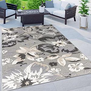 Rugshop Bergamo Contemporary Floral Non-Shedding Easy Cleaning Patio Deck Backyard Indoor/Outdoor Area Rug 12' X 15' Gray
