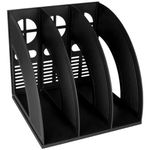 SAYEEC Magazine Holder Desk Organizer Plastic 3 Compartment File Holder Folder Stand File Divider Document Cabinet Rack Book Storage Organiser Filling Box (Black)