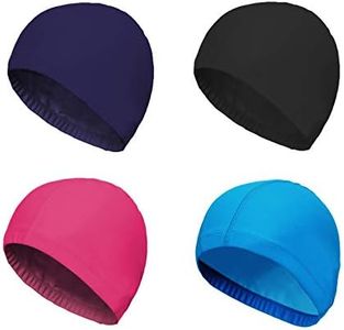 CENZICOM Man Women Pure Color Nylon Spandex Fabric Swim Cap Swimming Cap Bathing Cap, 4-Pack