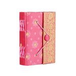 Sari Journal Medium 11cm x 16cm - Pink - Unlined Recycled Paper - Elastic Closure - Pocket Notebook and Diary - Indian Stationery Gift - for Men Women Students - Sari Fabric