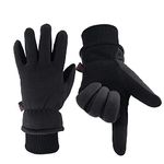 OZERO Winter Warm Gloves: Windproof Thermal Gloves for Men Women -30°F Water Resistant Ski Gloves Deerskin Suede Leather Palm Polar Fleece for Cycling Skiing Hiking Driving Running (Black M)