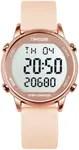TIMEURE Pedometer Watch for Women, Step Counter for Walking No App/Phone Required Step Counter, Waterproof Fitness Calorie Tracker, Distance Tracking, Alarm, Large Digital Display, TU-2509 (Pink)