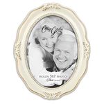 Cottage Garden Add Your Own Personal Photo Distressed Ivory Wavy 12.7 x 17.78 cm Oval Table and Wall Photo Frame