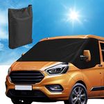 Front Windscreen Wrap Cover, 600D Luxury Front Screen Window Sunshades, Waterproof Weatherproof Car Windshield Cover, Front Window Sunshades Windshield Curtain for All Ford Transit Custom