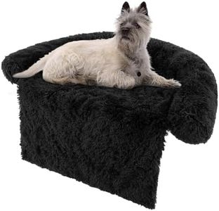 Costway Plush Calming Dog Couch Bed, Dog Sofa Bed for Furniture Protector w/Anti-Slip Bottom, Detachable Washable Cover, Soft Neck Bolster, Plush Mat for Small/Medium/Large Dogs & Cats (Black-M)